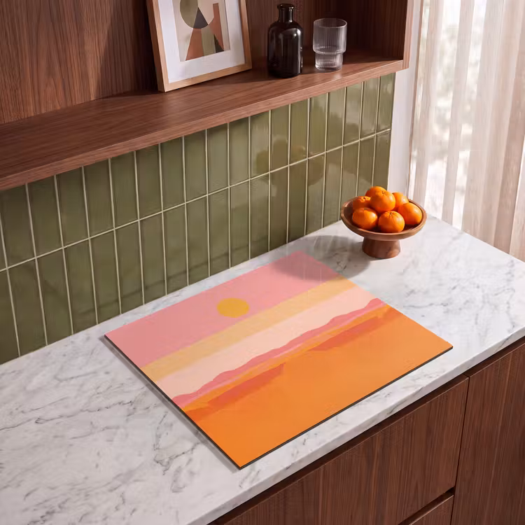 Herdabdeckplatte - Sonne - Abstrakt - Landschaft - Orange — 4