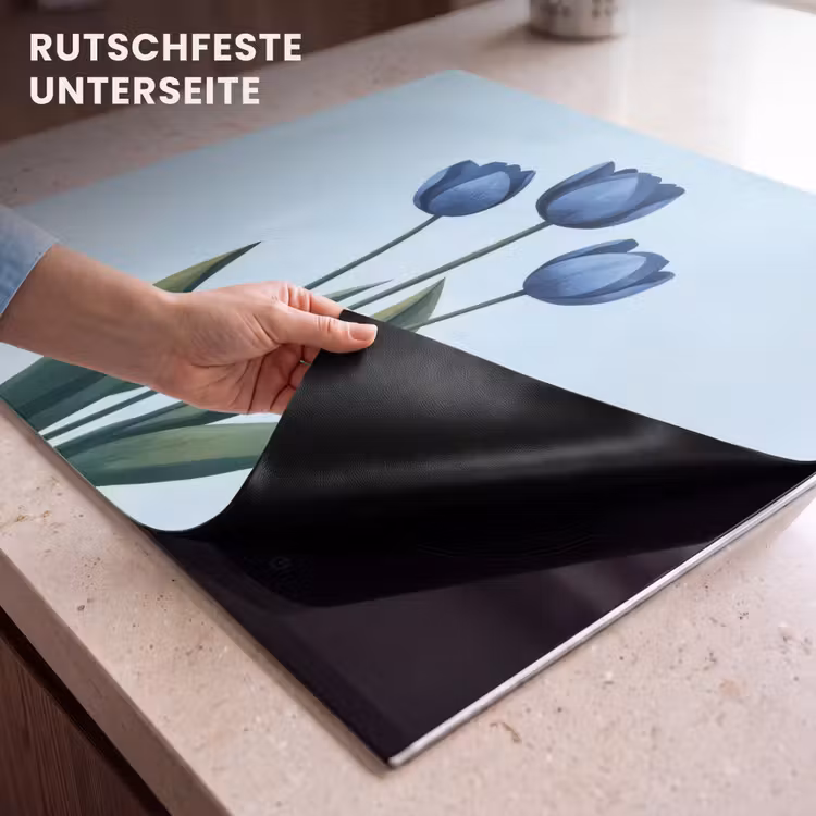 Herdabdeckplatte - Tulpen - Blau - Blätter — 6