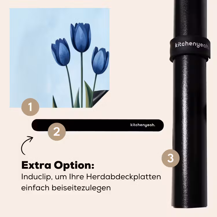Herdabdeckplatte - Tulpen - Blau - Blätter — 8