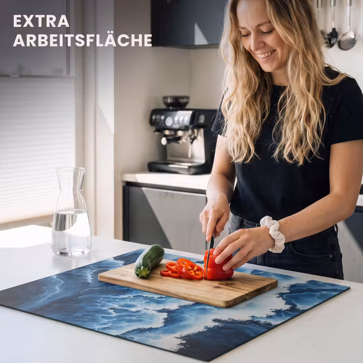 Herdabdeckplatte - Wellen - Blau - Schaumstoff — 5