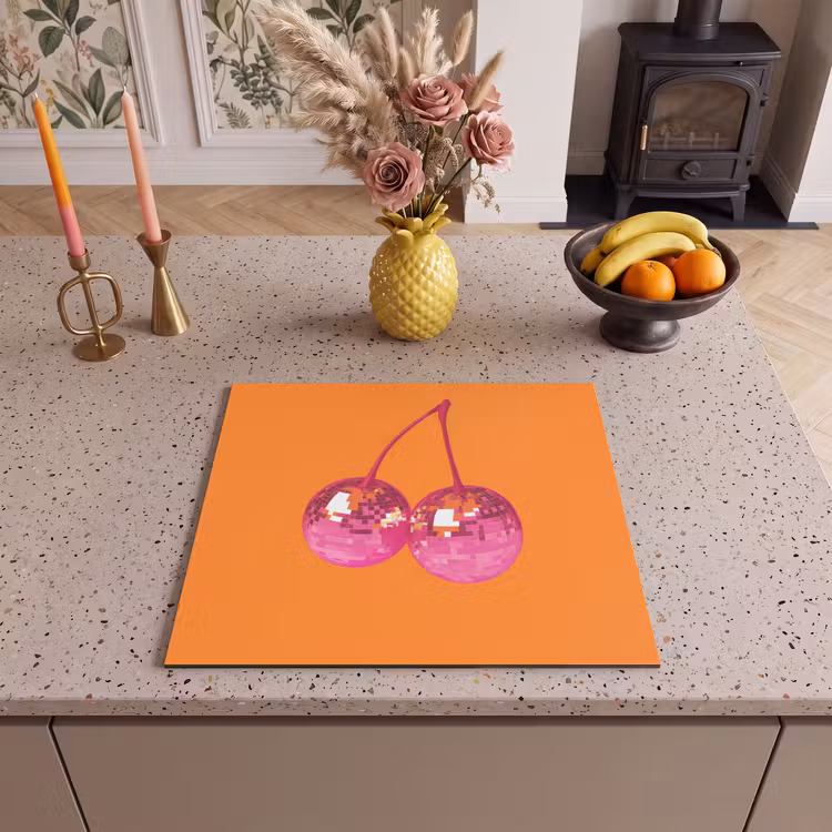 Herdabdeckplatte - Discokugeln - Kirsche - Spiegel - Rosa — 3