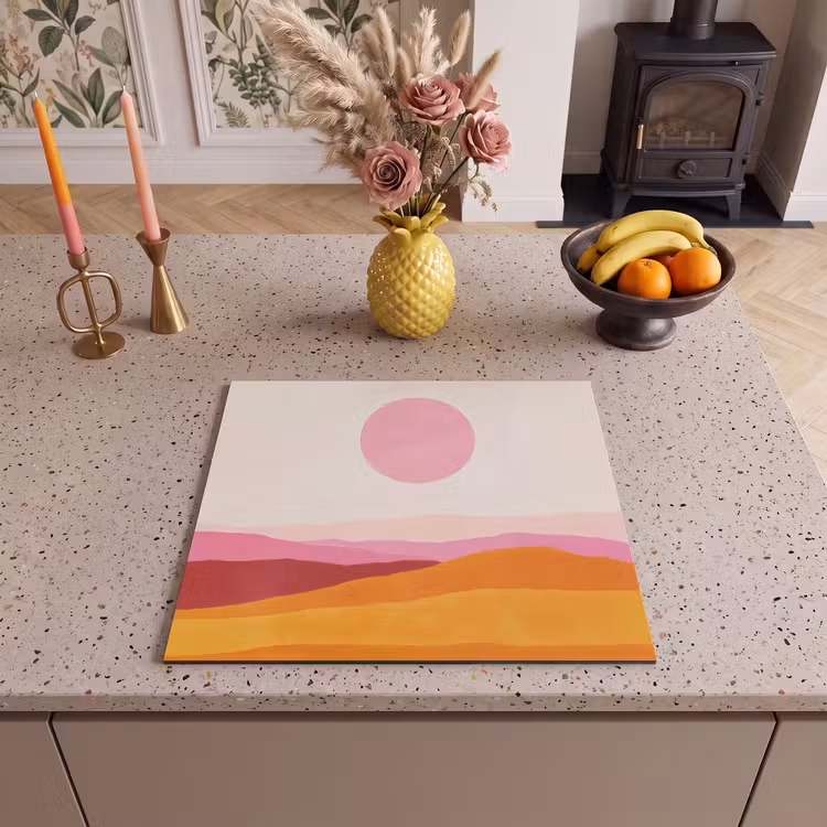 Herdabdeckplatte - Hügel - Orange - Sonne - Abstrakt — 3