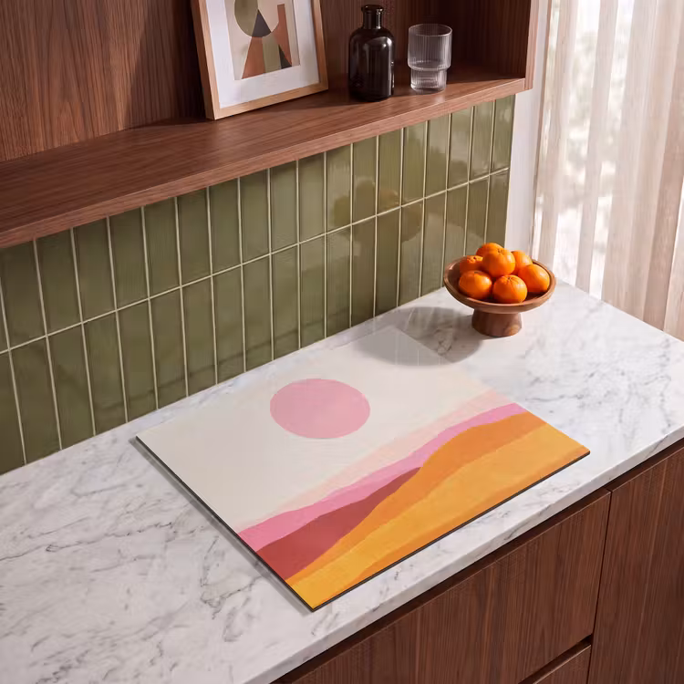 Herdabdeckplatte - Hügel - Orange - Sonne - Abstrakt — 4