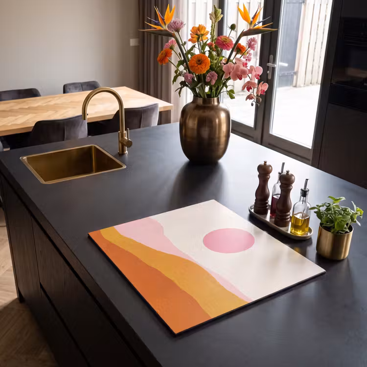Herdabdeckplatte - Sonne - Hügel - Abstrakt - Rosa — 2