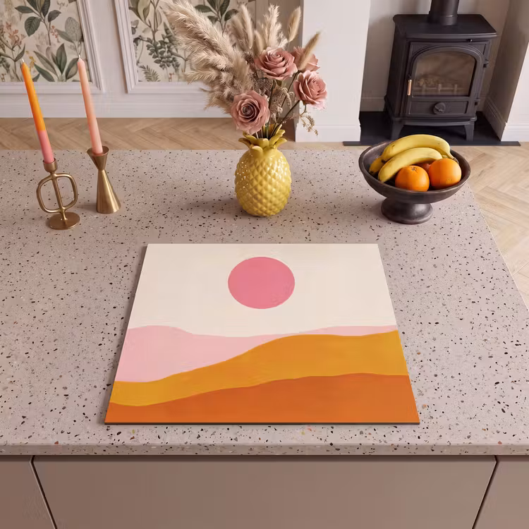Herdabdeckplatte - Sonne - Hügel - Abstrakt - Rosa — 3