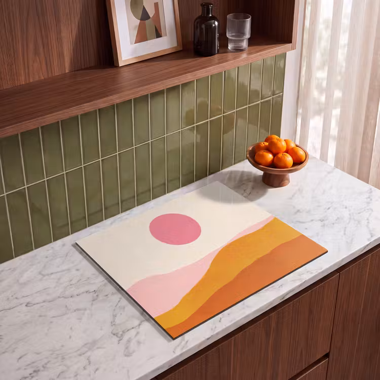 Herdabdeckplatte - Sonne - Hügel - Abstrakt - Rosa — 4