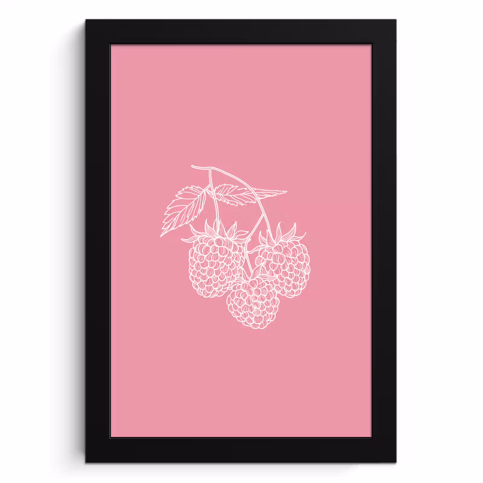 Bilder mit Rahmen - Himbeeren - Stiel - Gezeichnet - Rosa — 1