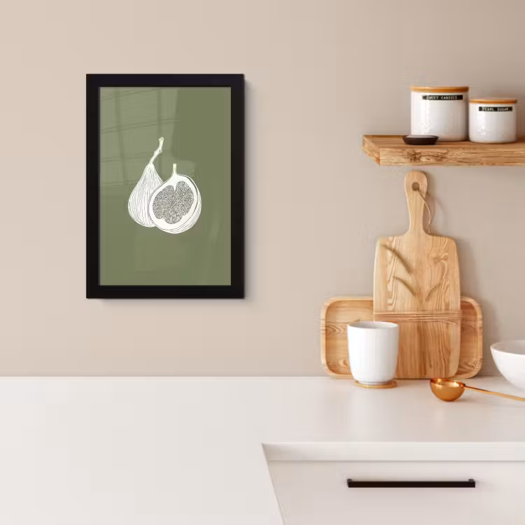 Bilder mit Rahmen - Feigen - Minimalistisch - Gezeichnet - Moosgrün — 3