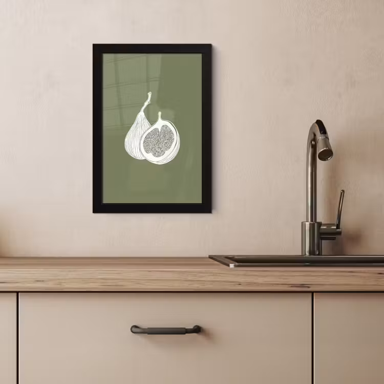 Bilder mit Rahmen - Feigen - Minimalistisch - Gezeichnet - Moosgrün — 4