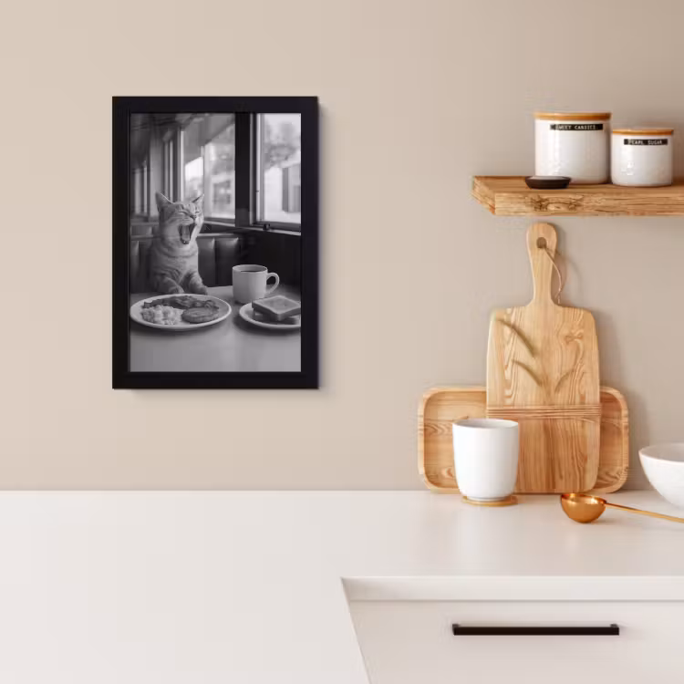 Bilder mit Rahmen - Katze - Kaffee - Brot - Schwarz — 2