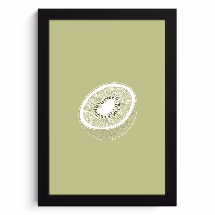 Bilder mit Rahmen - Kiwi - Strichzeichnung - Minimalistisch - Grün — 1