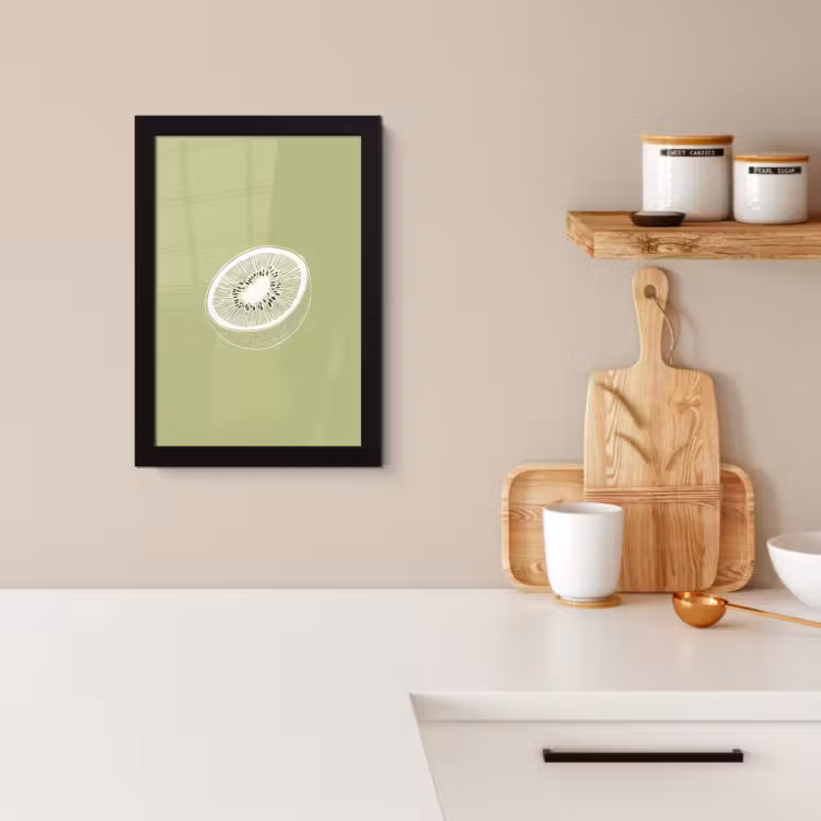 Bilder mit Rahmen - Kiwi - Strichzeichnung - Minimalistisch - Grün — 3
