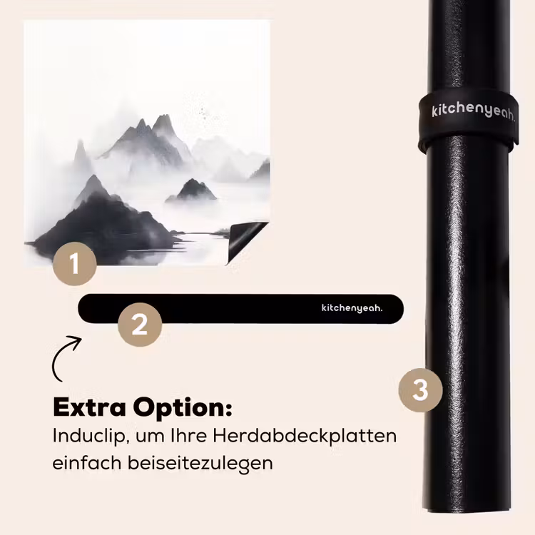 Herdabdeckplatte - Berge - Neblig - Wasser - Weiß — 8