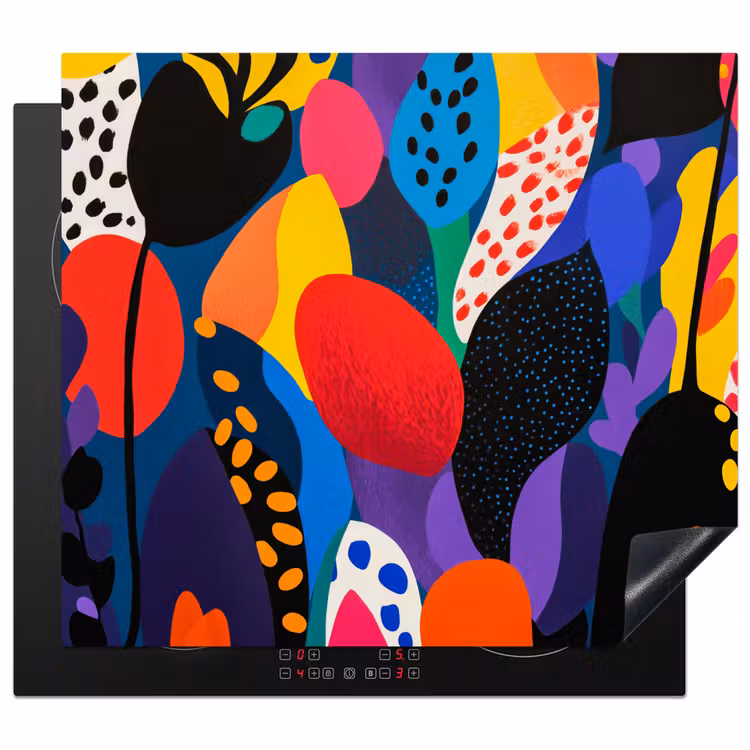 Herdabdeckplatte - Blumen - Blätter - Abstrakt - Rot — 1