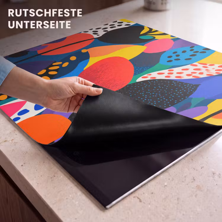 Herdabdeckplatte - Blumen - Blätter - Abstrakt - Rot — 6