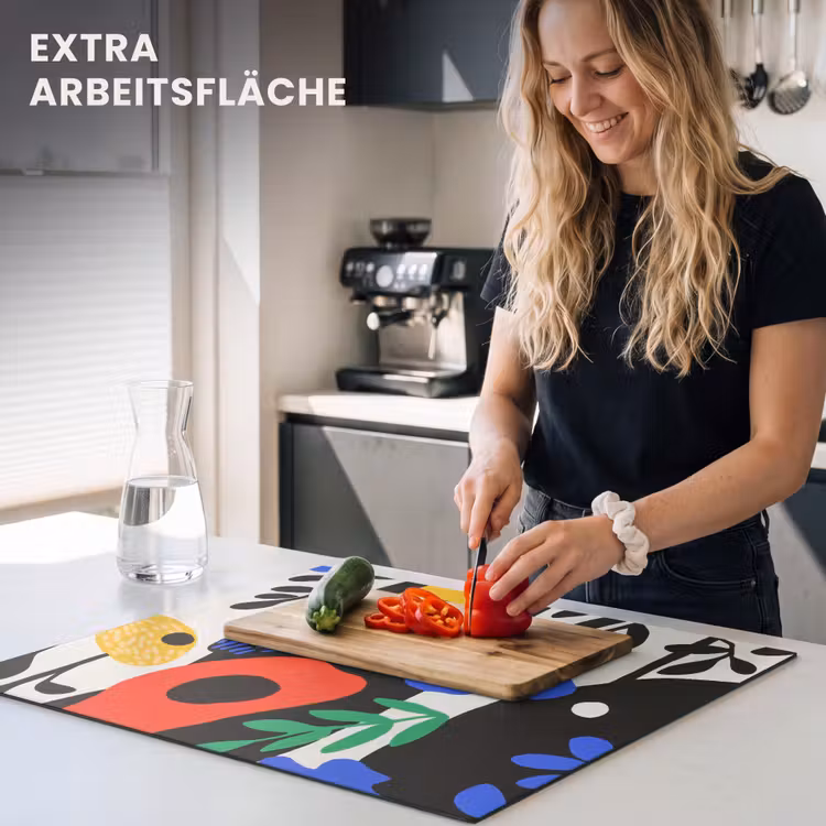 Herdabdeckplatte - Blumen - Blätter - Abstrakt - Schwarz — 5