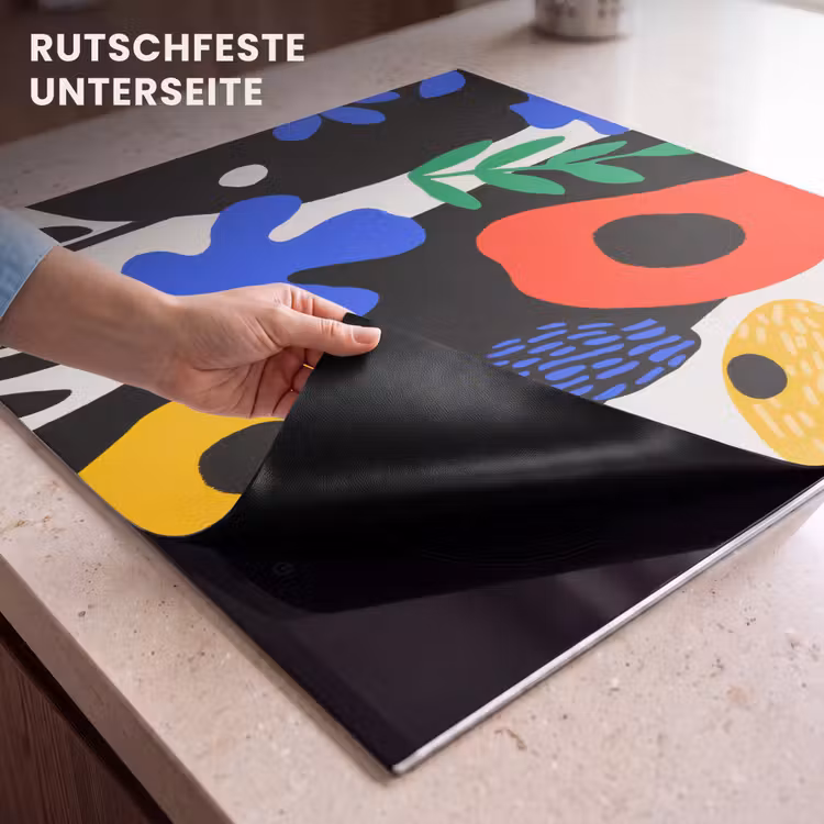 Herdabdeckplatte - Blumen - Blätter - Abstrakt - Schwarz — 6