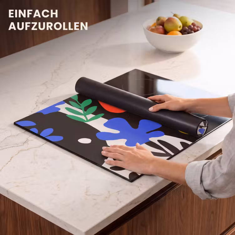 Herdabdeckplatte - Blumen - Blätter - Abstrakt - Schwarz — 7