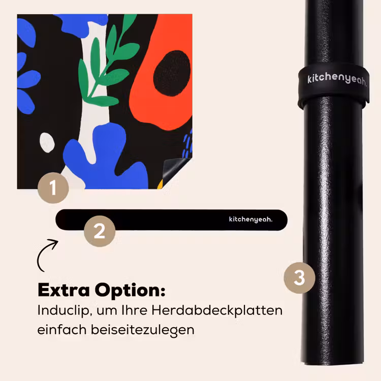 Herdabdeckplatte - Blumen - Blätter - Abstrakt - Schwarz — 8