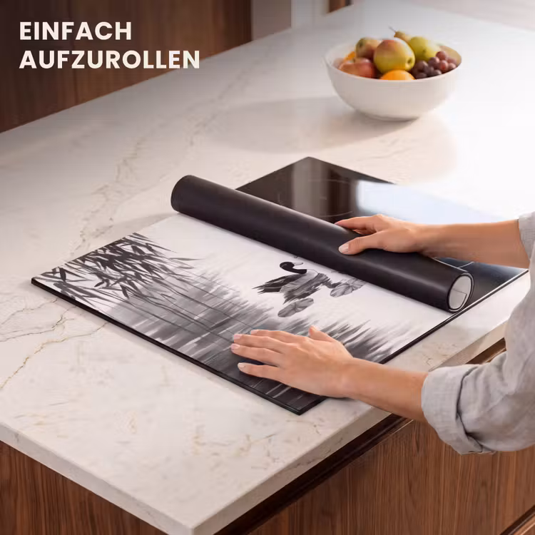 Herdabdeckplatte - Enten - Seerosen - Rohrstock - Schwarz — 7