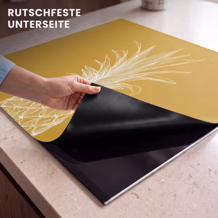 Herdabdeckplatte - Strich-Illustration - Ananas - Blattkrone - Ockergelb — 6