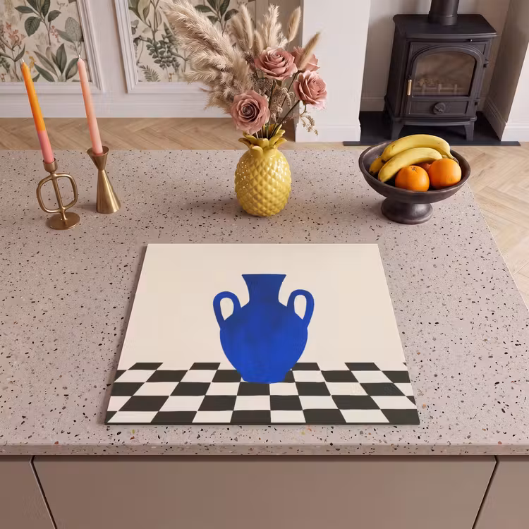 Herdabdeckplatte - Vase - Blau - Blockiert - Modern — 3
