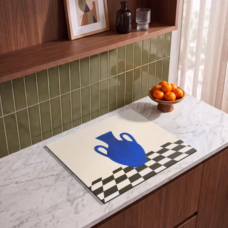 Herdabdeckplatte - Vase - Blau - Blockiert - Modern — 4