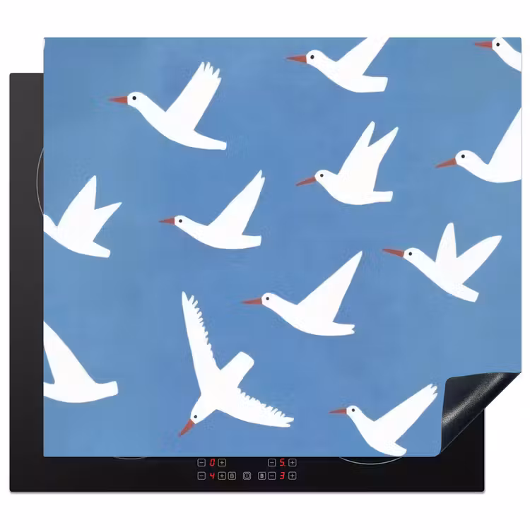 Herdabdeckplatte - Vögel - Weiß - Muster — 1