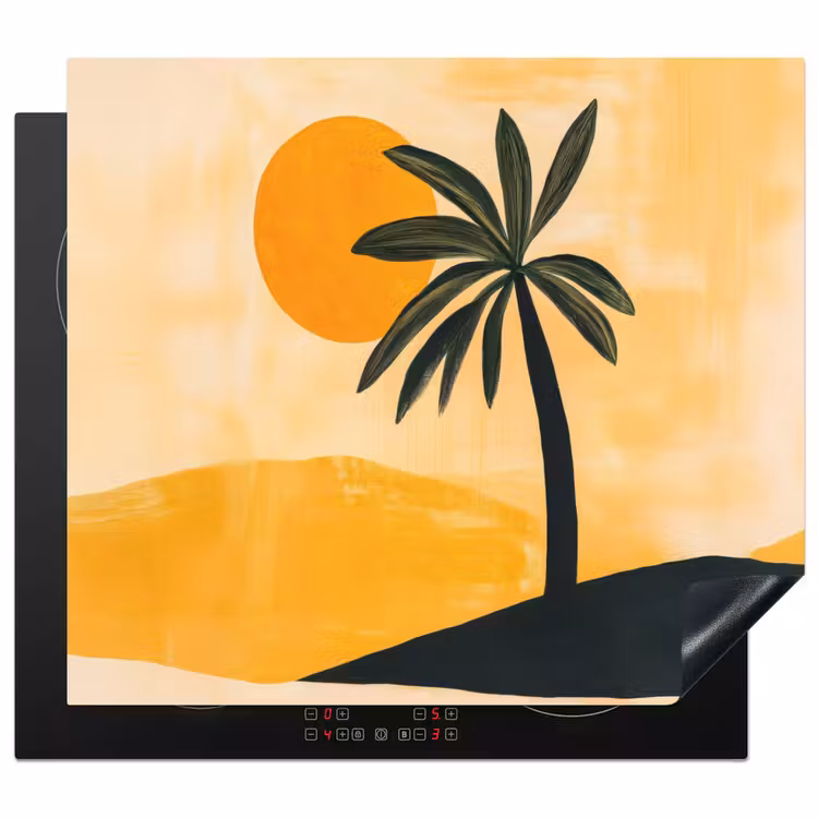 Herdabdeckplatte - Illustration - Palme - Sonne - Hügel — 1