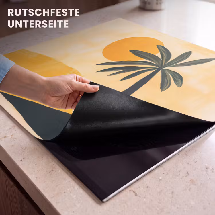 Herdabdeckplatte - Illustration - Palme - Sonne - Hügel — 6