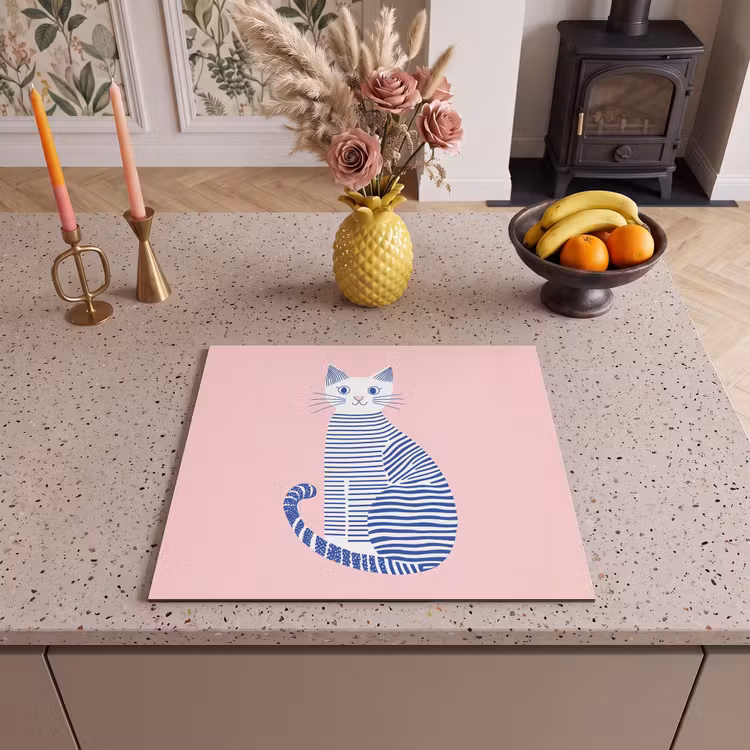 Herdabdeckplatte - Katze - Illustration - Minimalistisch - Rosa — 3