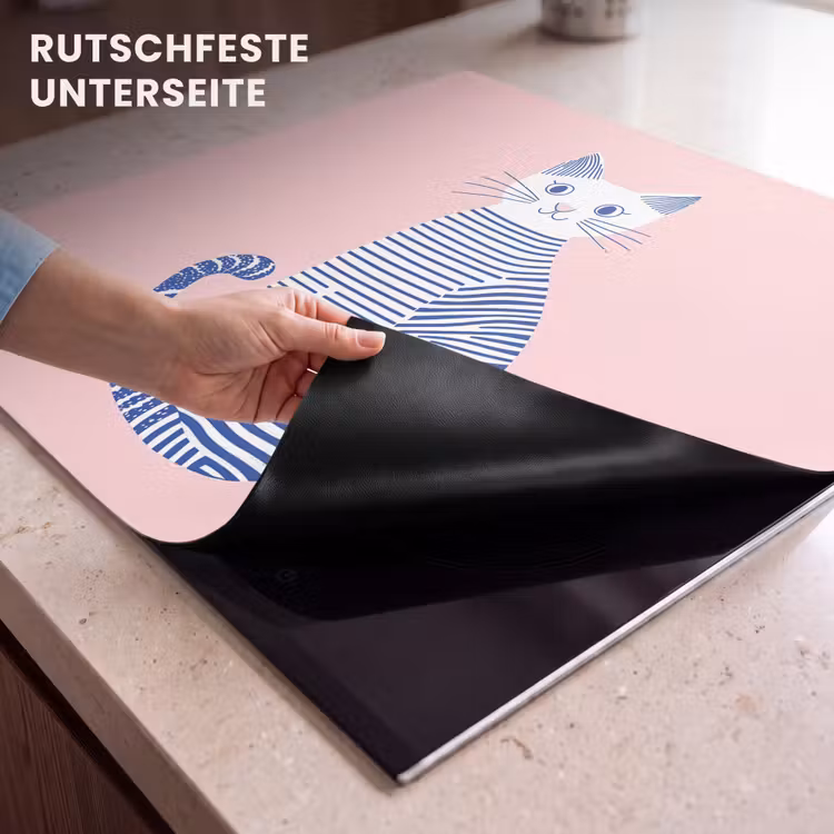 Herdabdeckplatte - Katze - Illustration - Minimalistisch - Rosa — 6