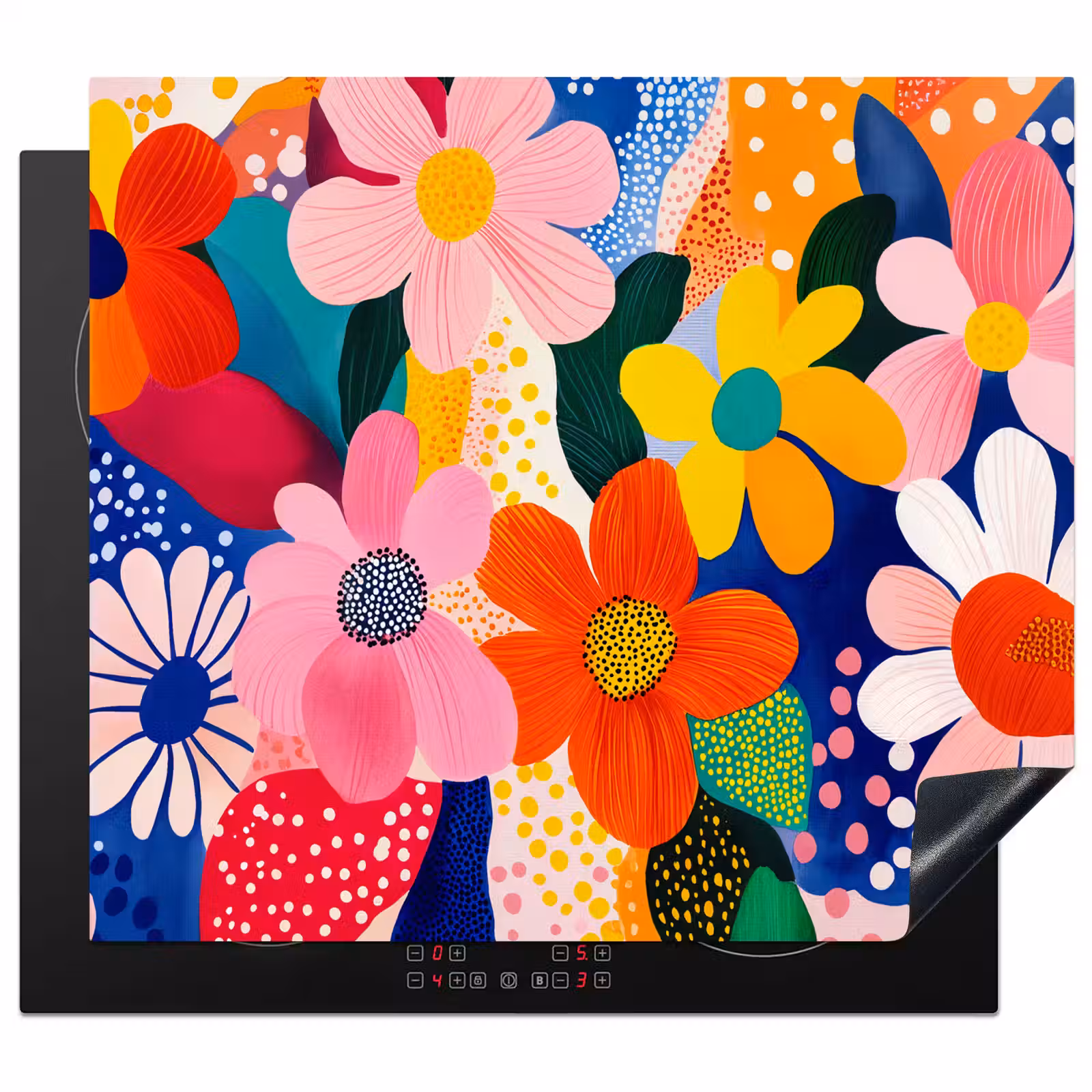 Herdabdeckplatte - Blumen - Bunt - Tupfen — 1