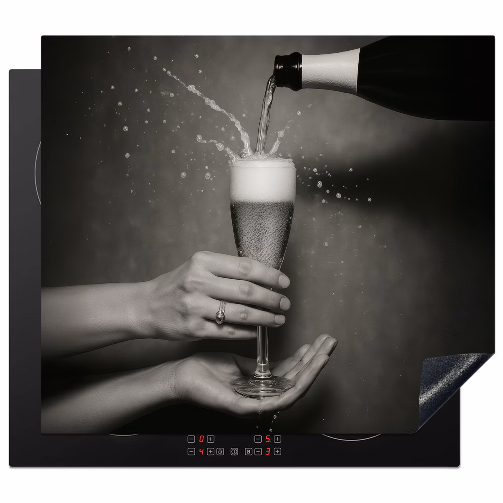 Herdabdeckplatte - Champagnerflasche - Glas - Minimalistisch - Spritzer — 1