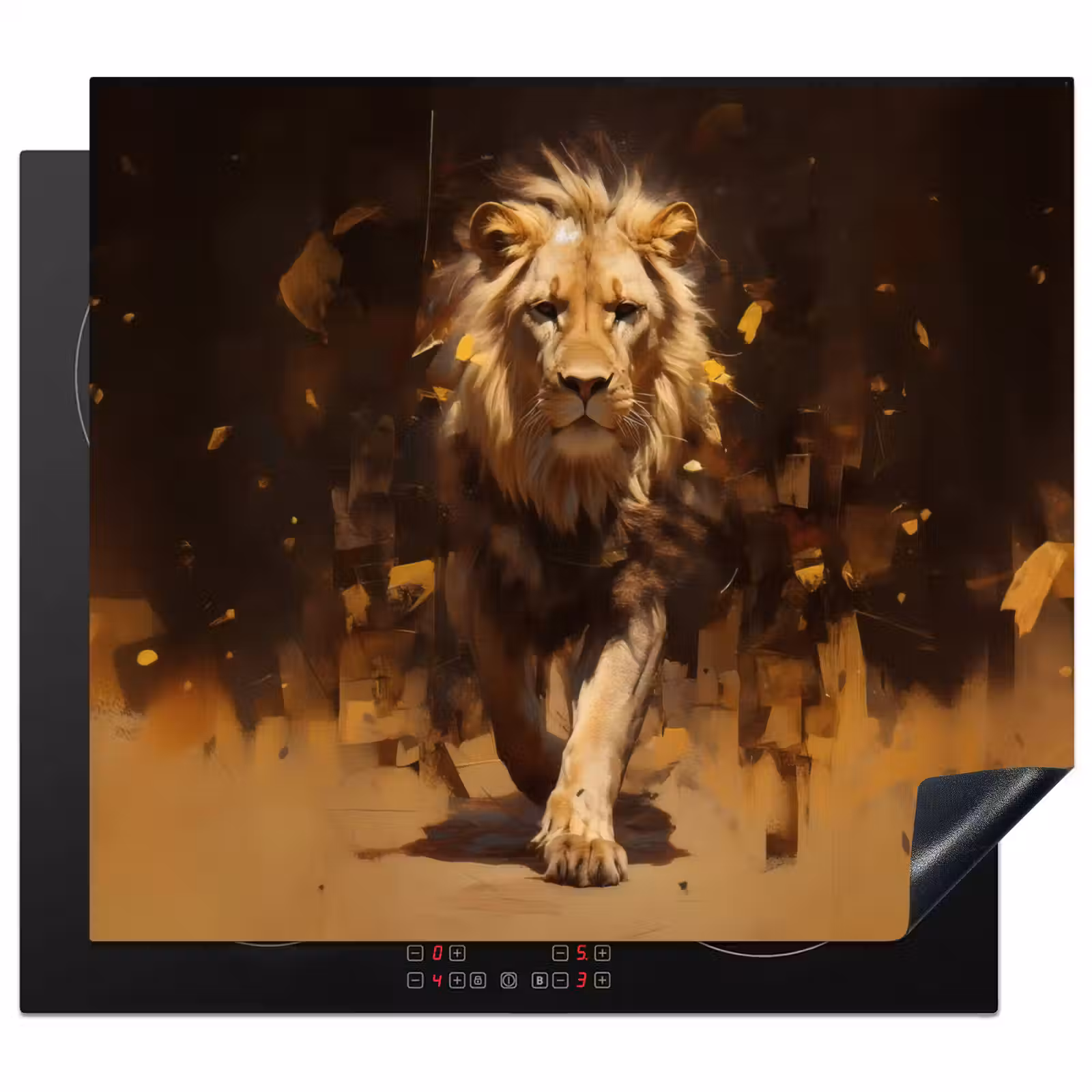 Herdabdeckplatte - Löwe - Gemalt - Abstrakt - Gold — 1