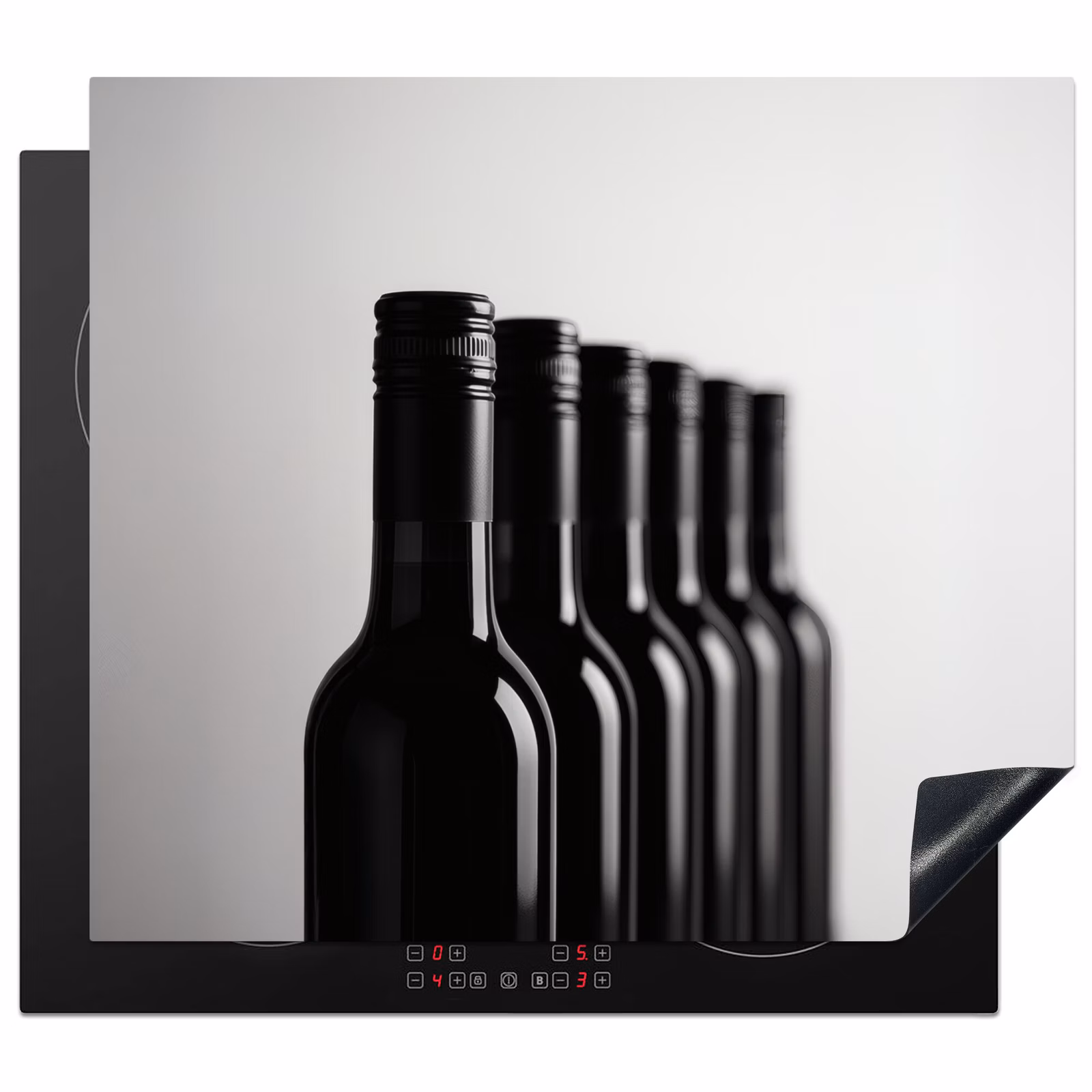 Herdabdeckplatte - Weinflaschen - Schwarz - Minimalistisch — 1