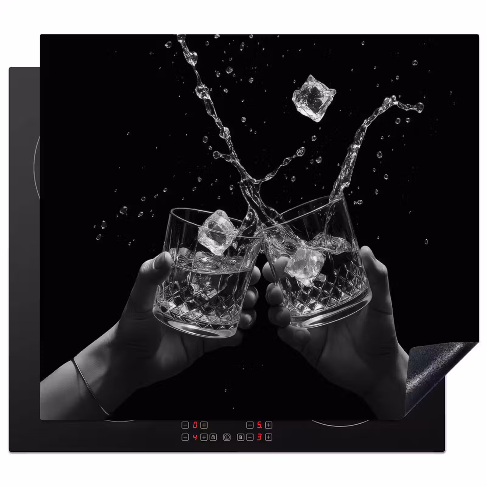 Herdabdeckplatte - Whiskygläser - Eis - Spritzer - Schwarz — 1