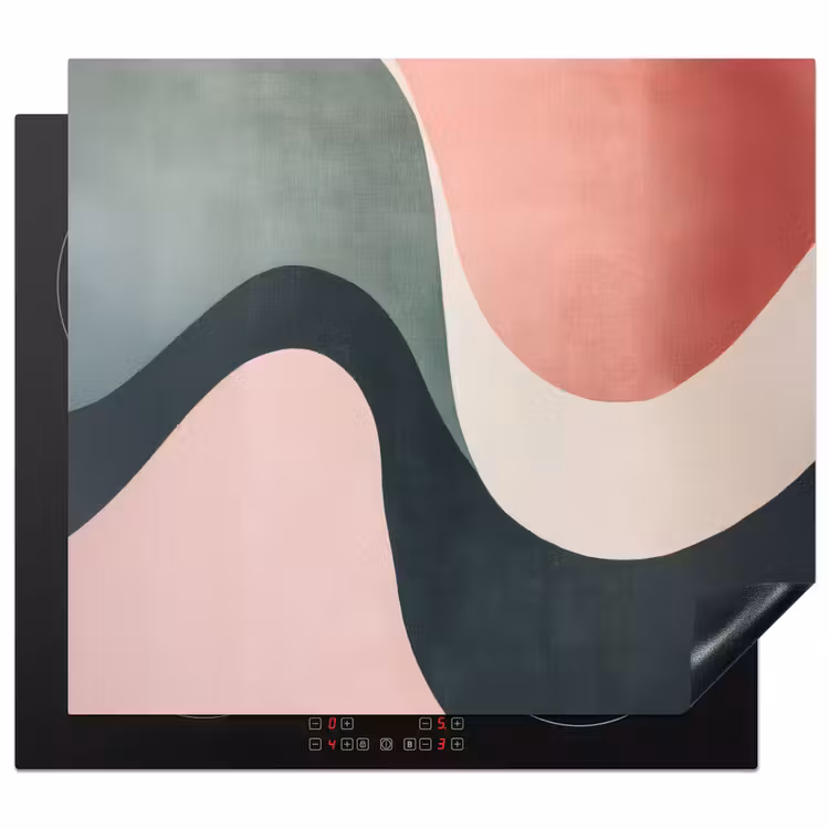 Herdabdeckplatte - Abstrakt - Wellen - Elegant - Rosa — 1