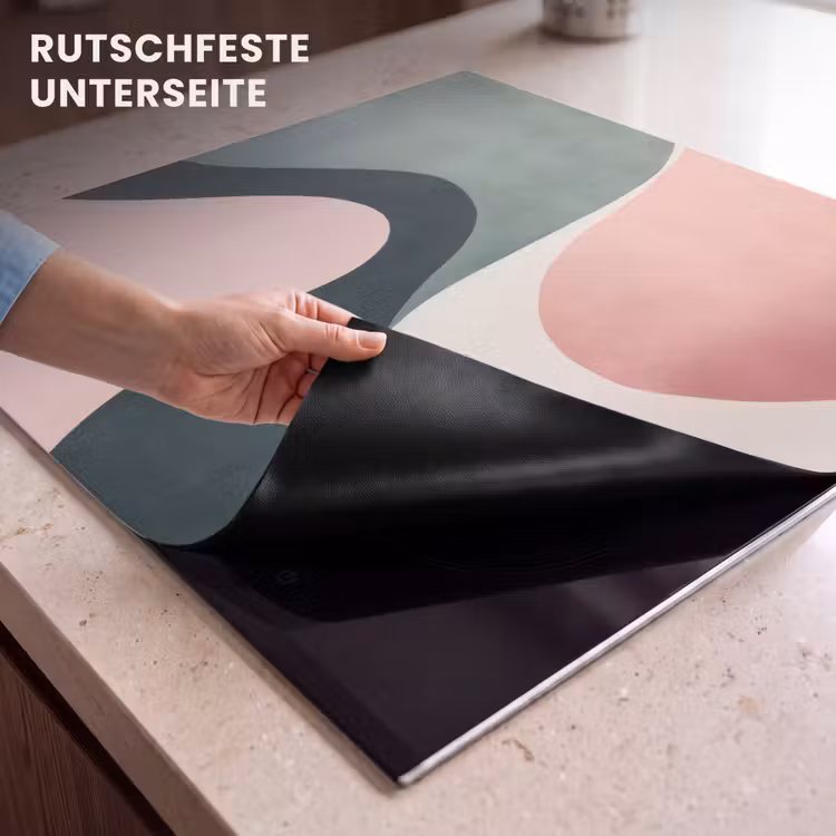 Herdabdeckplatte - Abstrakt - Wellen - Elegant - Rosa — 6