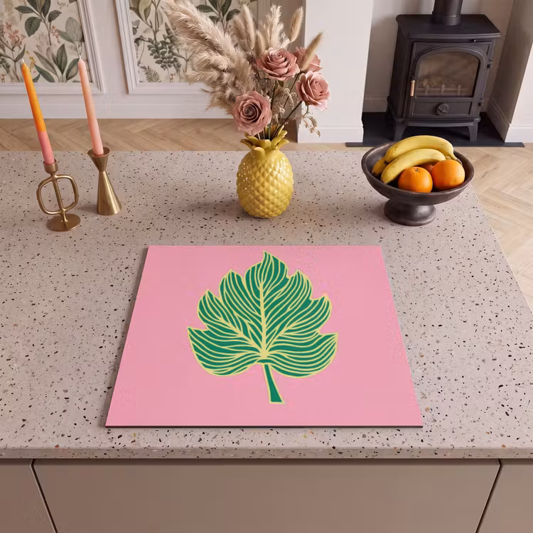 Herdabdeckplatte - Blatt - Grün - Illustration - Minimalistisch — 3