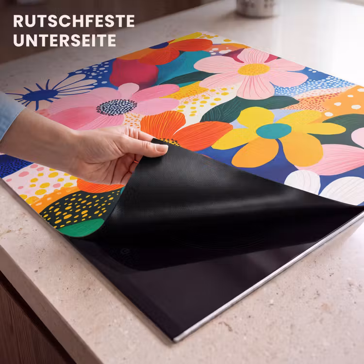 Herdabdeckplatte - Blumen - Bunt - Tupfen — 6