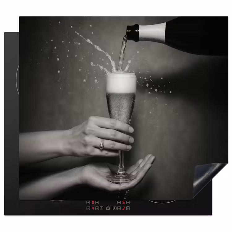 Herdabdeckplatte - Champagnerflasche - Glas - Minimalistisch - Spritzer — 1