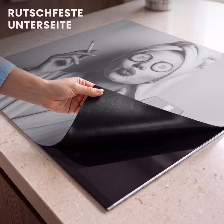 Herdabdeckplatte - Frau - Maske - Wein - Zigarette — 6