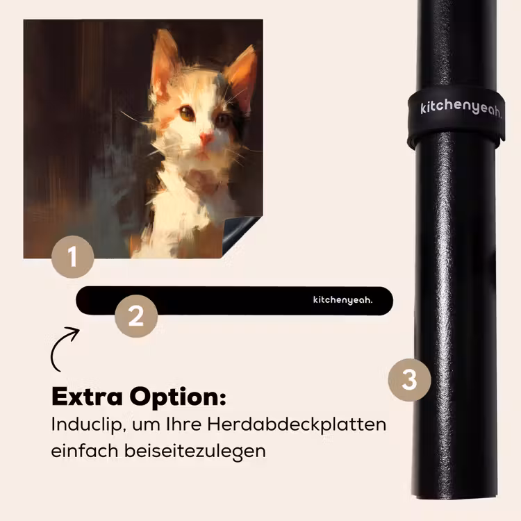 Herdabdeckplatte - Katze - Gemalt - Künstlerisch - Weiß — 8
