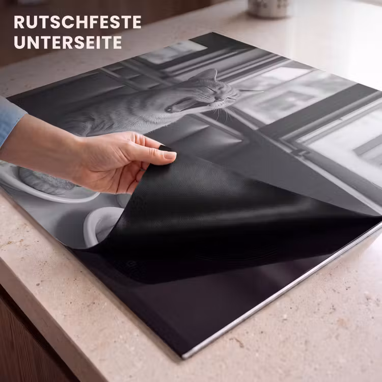 Herdabdeckplatte - Katze - Kaffee - Brot - Schwarz — 6