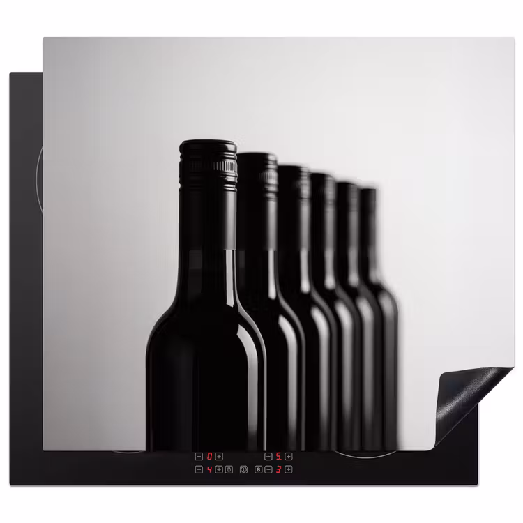 Herdabdeckplatte - Weinflaschen - Schwarz - Minimalistisch — 1