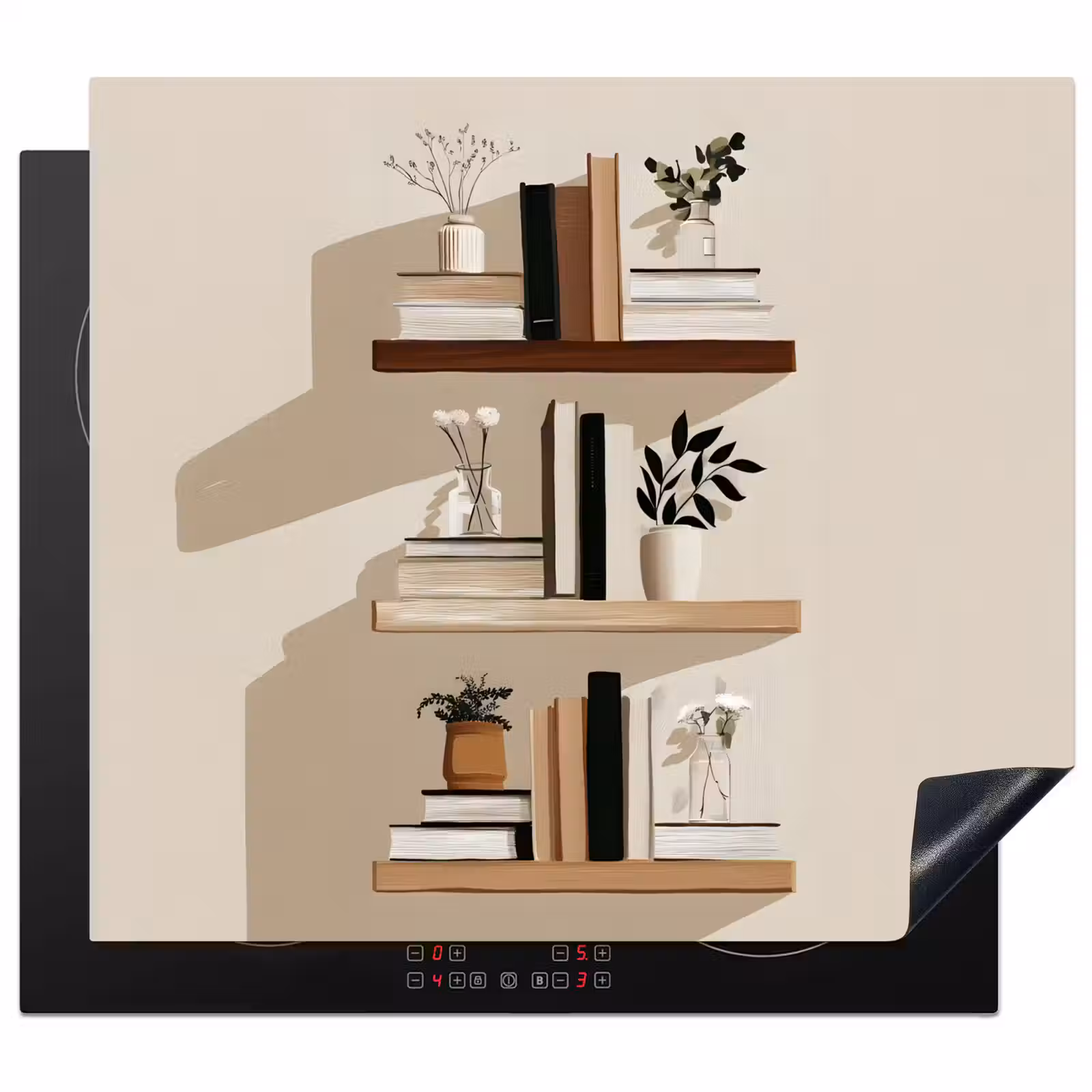 Herdabdeckplatte - Regale - Bücher - Vasen - Pflanzen — 1