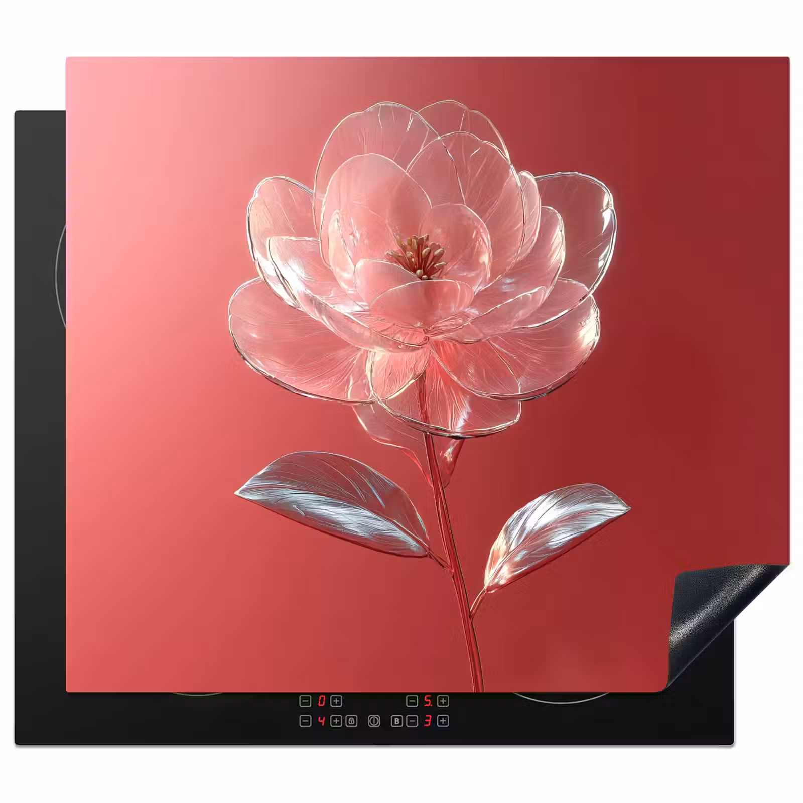 Herdabdeckplatte - Verziert - Blume - Rosa - Gläser — 1