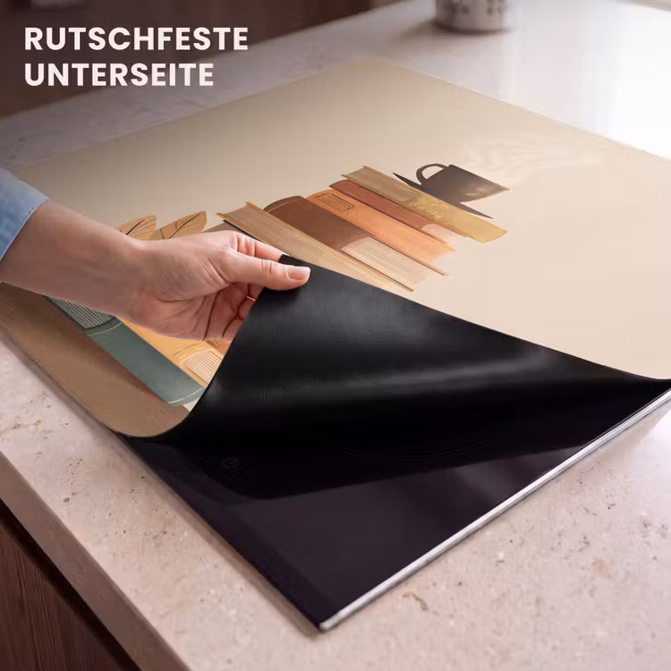 Herdabdeckplatte - Bücher - Turm - Kaffee - Beige — 6