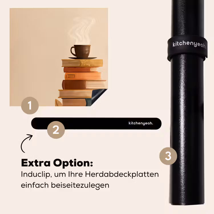 Herdabdeckplatte - Bücher - Turm - Kaffee - Beige — 8